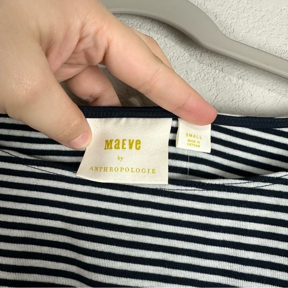 NEW Maeve Blue White Striped Ruffled Peplum Top Size Small - Picture 4 of 8